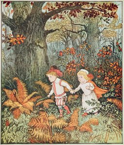 Bimbi nel bosco (2 bambini che camminano nel bosco) da Randolph Caldecott